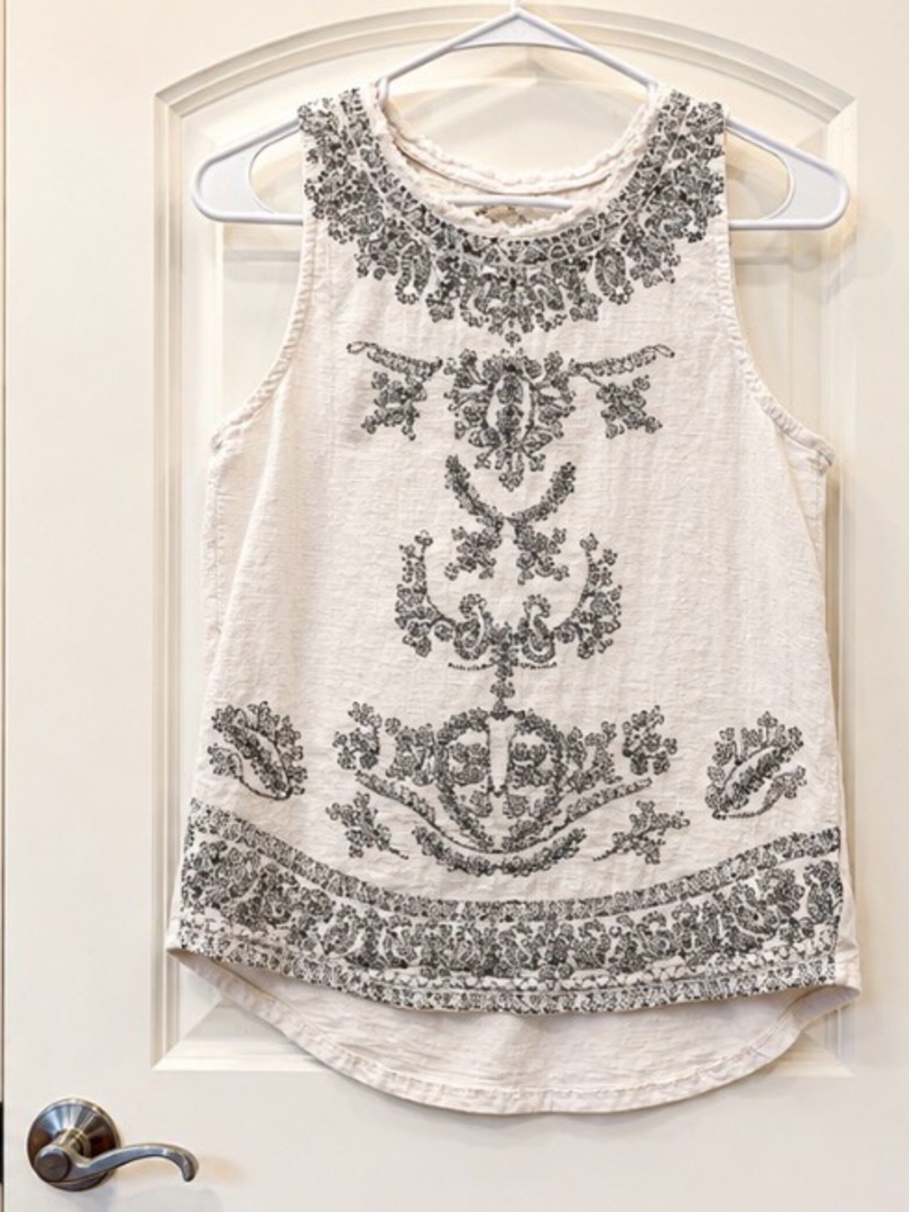 Lucky Brand Sleeveless black Embroidered Tank top Buckle Small casual dressy